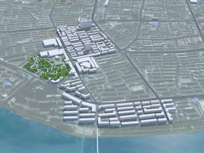 Jinzhou Liaoning China 25km Low-poly 3D model
