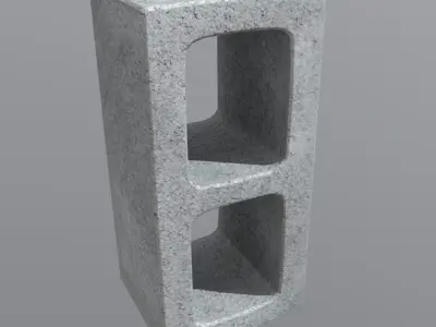 Cinderblock concrete block Low-poly 3D model