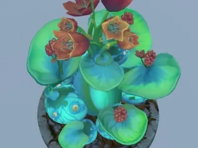Hand paint Flower 3D model