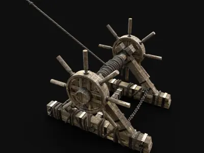 ROPE WINCH WINDLASS TURNSTILE HOIST LIFT ELEVATOR RISER Low-poly 3D model