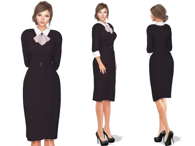 Maid Uniforms With Cravat Low-poly 3D model