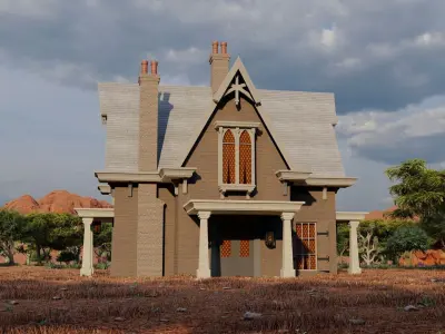 Vilage in forest-old house 3D model