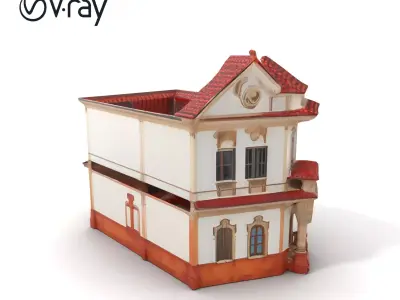 Italian Villa Baroque Elegance Architectural model pack Low-poly 3D model