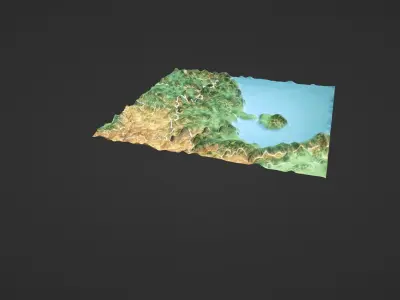 South China Map Topography Low-poly 3D model