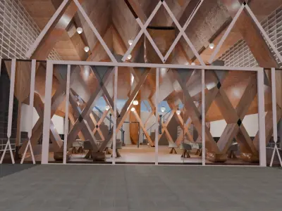 Modern Book Library 3D model