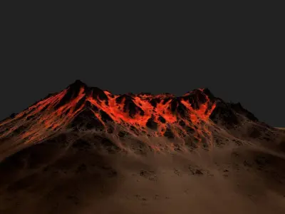 Volcano volcanoes in sky hd wallpaper Low-poly 3D model