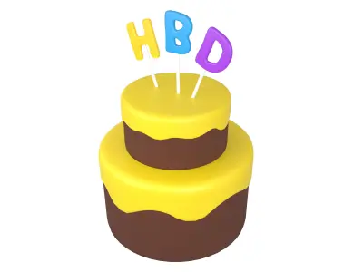 Birthday Cake v1 006 Low-poly 3D model