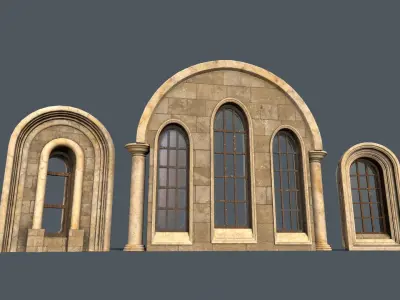 Medieval Window Set Low-poly 3D model