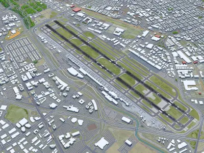 San Jose Airport 10km Low-poly 3D model
