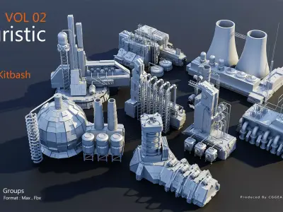 Futuristic City Kitbash Factory Vol 2 3D model