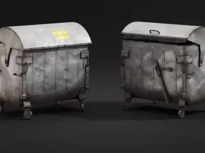 Trash Containers Set Low-poly 3D model