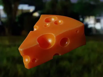 Realistic Swiss Cheese Slice - Procedural 3D Model 3D model