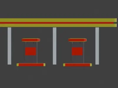 Retro Fuel Stop Low-poly 3D model