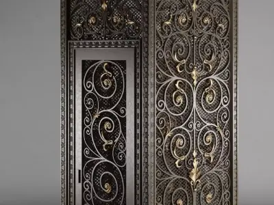 Elevator ornate wrought iron door 3D model