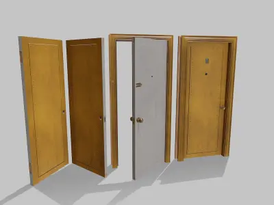 Door yellow 04 Low-poly 3D model