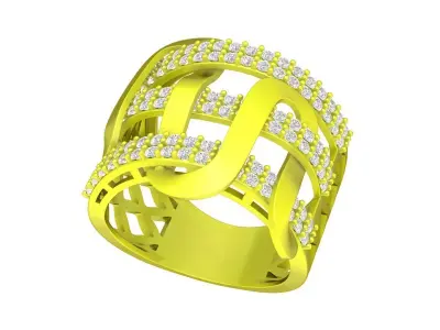 Luxury Geometric Pav Statement Ring for Fine Jewelry Design 5730 3D print model