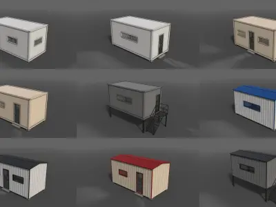 PBR Container House CB and Shed House C 3D Model Pack