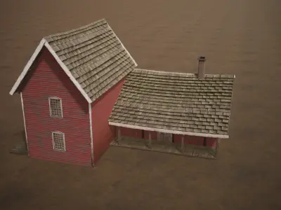 Barn Cattle Shed Farm Shelter Village Farmhouse 7 Low-poly 3D model