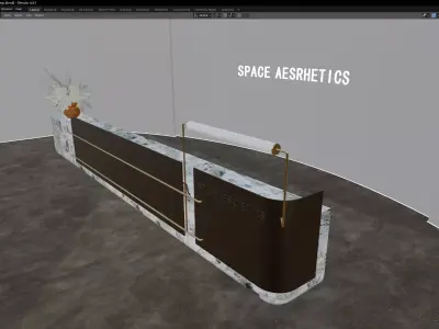 Minimalist Reception Desk with Sculptural Marble Base 3D model