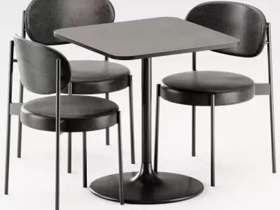 Casual Square Table by Bene and Series 430 Chair by Verner 3D model