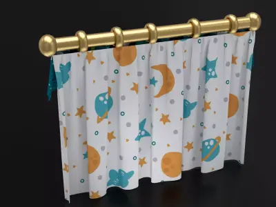 Curtain02 Low-poly 3D model