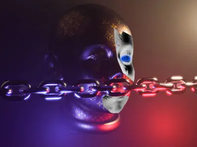 Chrome elements Louis Vuitton in studio lighting ANIMATED sci-fi 3D model