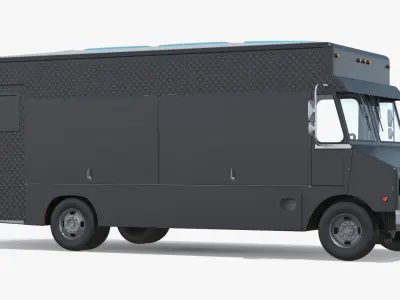  Fast Food Delivery Vehicle Black Simplified 