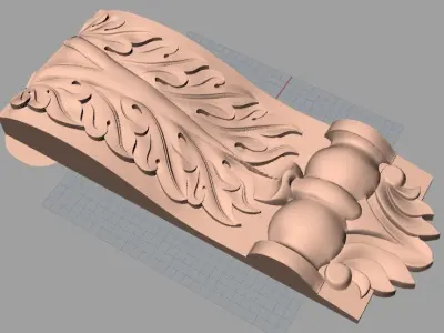 Door Post flower 3D STL Model for CNC Router Carving E970 3D model