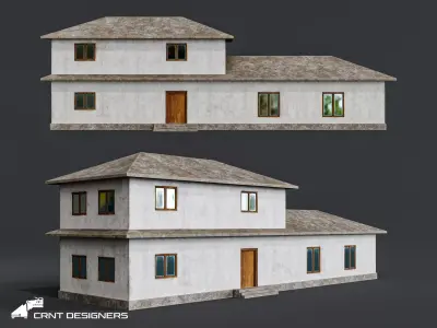 Two-Story Indian House Low-poly 3D model