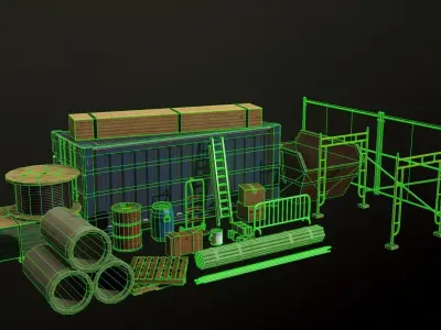 Construction Site Environment Assets - Low Poly Low-poly 3D model