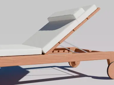 3D Model  Wooden Sun Lounger with Cushion 3D model