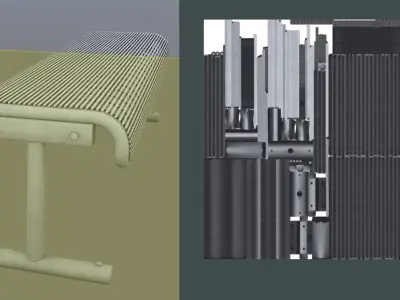  Modern Metal Lattice Bench Low and High Poly  3D Model Pack