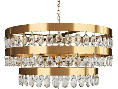 Perla 6 Light Chandelier Antiqued Gold Low-poly 3D model