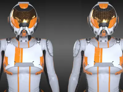 FX01 Female Space Suit White LITE VERSION Low-poly 3D model