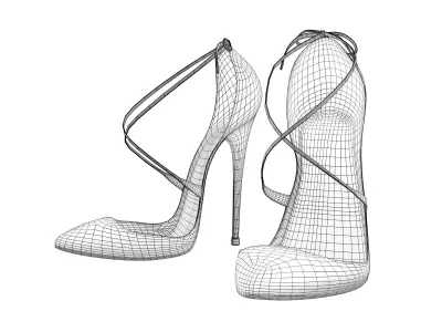 Cross Strappy Pointed Toe Stilettos Low-poly 3D model