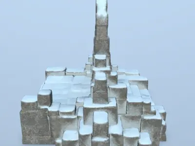 gate 1 stone archway in snow Low-poly 3D model