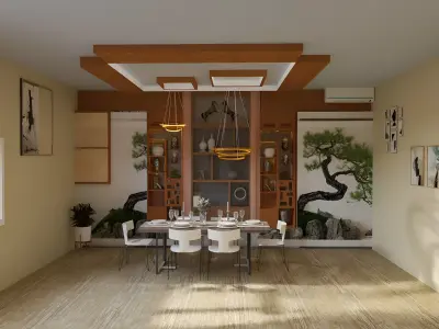 Dinning Room With luxurious Materials  3D model