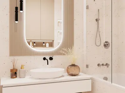 Shower room in modern style 3D model
