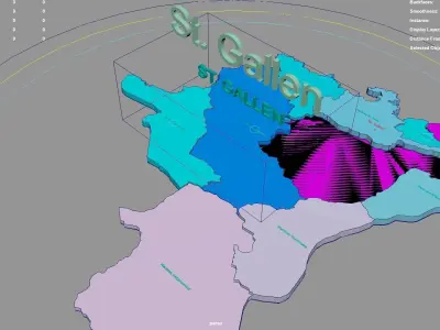 St Gallen  Switzerland map region geography political geographic 3D model
