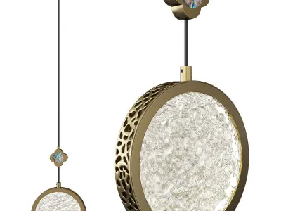 LUARA E pendant light with circular glass shade Low-poly 3D model