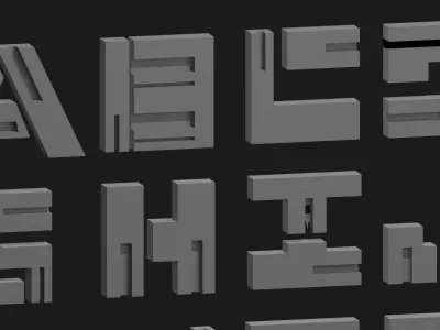 Cyberpunk 3D Alphabet  Vol 01 Solid Only Low-poly 3D model