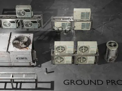 Air Conditioner Pack Low-poly 3D model