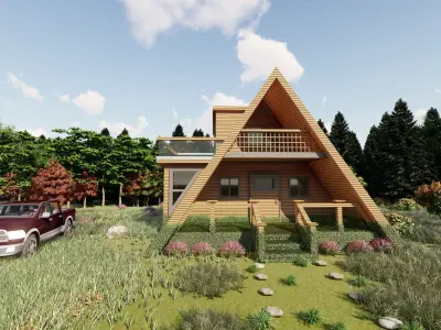 Mountain House 3D Villa Low-poly 3D model