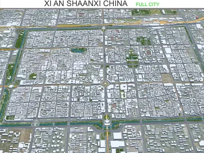 Xi An Shaanxi China 80km AI Low-poly 3D model