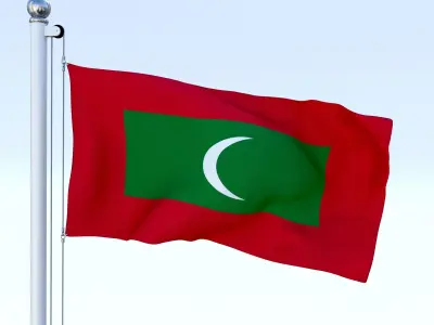 Animated Maldives Flag Low-poly 3D model