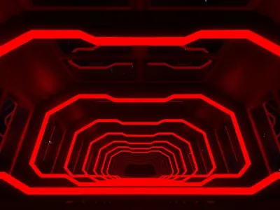 Sci Fi Corridor Low-poly 3D model 11