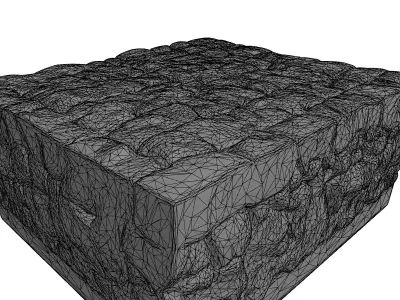 Detailed Cobblestone Pavement Material Block Low-poly 3D model