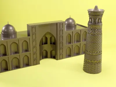 Minaret Kalyan  and Madrasa Poi Kalon 3d model 3D print model