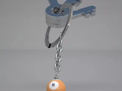 M Snooker Ball with Keychain 3D model