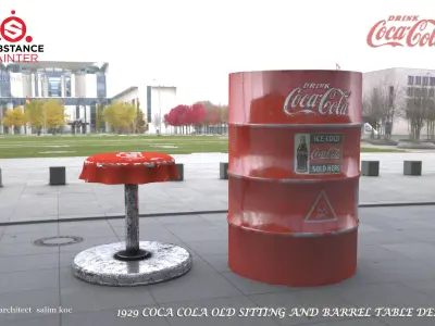  COCA COLA OLD SITTING AND BARREL TABLE DESIGN Low-poly 3D model